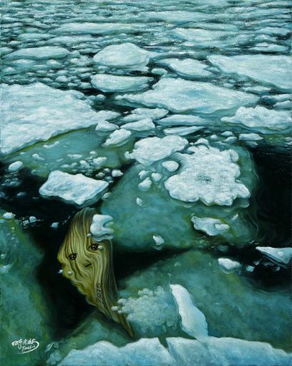 Driftwood\'s Odyssey: Taiwan\'s isolation - a Paint Artowrk by Time Lin